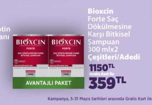 Bioxcin Forte Saç Dökülmesine Karşı Bitkisel Şampuan 300Mlx2