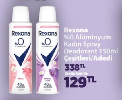 Rexona %0 Alüminyum Kadın Sprey Deodorant 150Ml Çeşitleri/Adedi