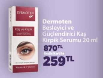 Dermoten Besleyici Ve Güçlendirici Kaş Kirpik Serumu 20 Ml
