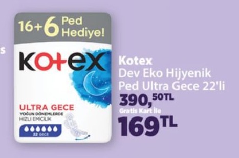 Kotex Dev Eko Hijyenik Ped Ultra Gece 22'Li