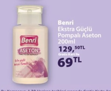 Benri Ekstra Güçlü Pompalı Aseton 200Ml