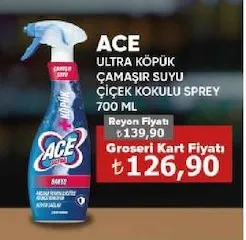 Ace Ultra Köpük Çamaşır Suyu Çiçek Kokulu Sprey 700 Ml