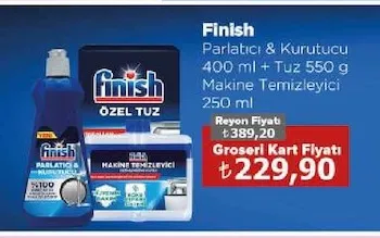 Finish Parlatıcı & Kurutucu 400 Ml + Tuz 550 G Makine Temizleyici 250 Ml