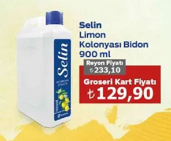 Selin Limon Kolonyası Bidon 900 Ml