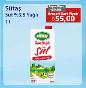 Sütaş Süt %3,5 Yağlı 1 L