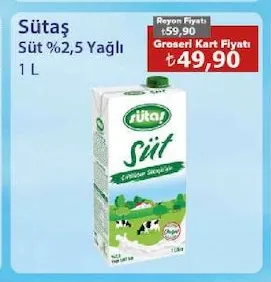 Sütaş Süt %2,5 Yağlı 1 L