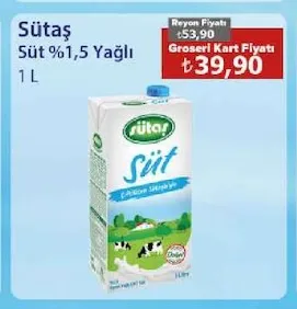 Sütaş Süt %1,5 Yağlı 1 L