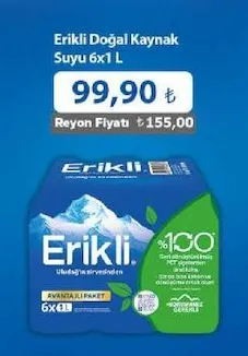 Erikli Doğal Kaynak Suyu 6X1 L
