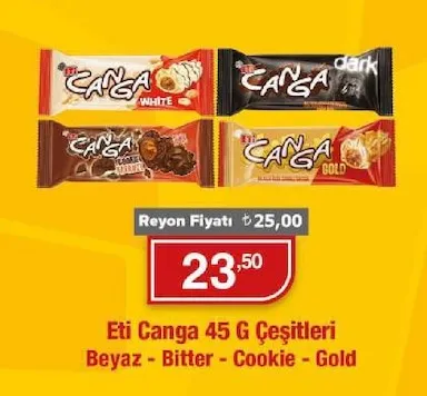 Eti Canga 45 G Çeşitleri Beyaz - Bitter - Cookie - Gold