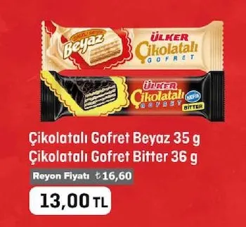 Çikolatalı Gofret Beyaz 35 G Çikolatalı Gofret Bitter 36 G