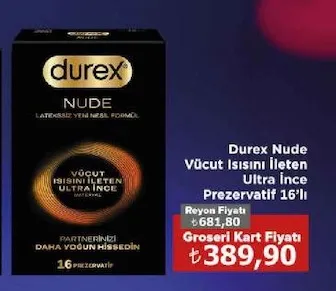 Durex Nude Vücut Isısını İleten Ultra İnce Prezervatif 16'Lı