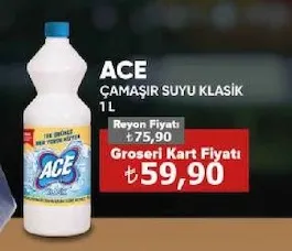 Ace Çamaşır Suyu Klasik 1 L