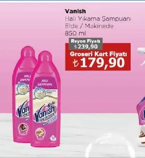 Vanish Halı Yıkama Şampuanı Elde / Makinede 850 Ml