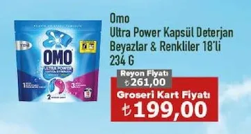 Omo Ultra Power Kapsül Deterjan Beyazlar & Renkliler 18'Li 234 G