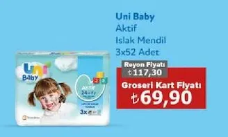 Uni Baby Aktif Islak Mendil 3X52 Adet