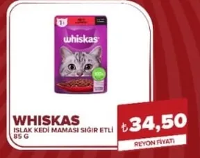 Whiskas Islak Kedi̇ Mamasi Siğir Etli̇ 85 G