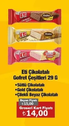Eti Çikolatalı Gofret Çeşitleri 29 G