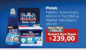 Finish Parlatıcı & Kurutucu 400 Ml + Tuz 550 G Makine Temizleyici 250 Ml