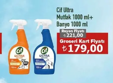 Cif Ultra Mutfak 1000 Ml+ Banyo 1000 Ml