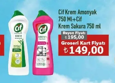 Cif Krem Amonyak 750 Ml+Cif Krem Sakura 750 Ml