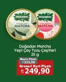 Doğadan Matcha Yeşil Çay Tozu Çeşitleri 25 G