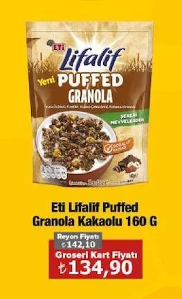 Eti Lifalif Puffed Granola Kakaolu 160 G