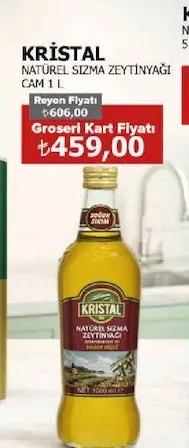 Kristal Naturel Sızma Zeytinyağı Cam 1 L