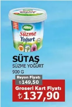 Sütaş Süzme Yoğurt 900 G
