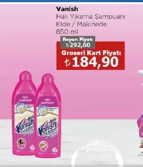 Vanish Halı Yıkama Şampuanı Elde / Makinede 850 Ml