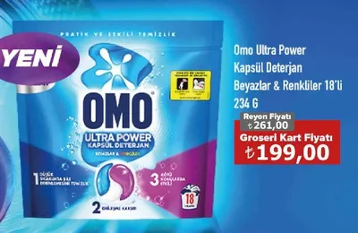 Omo Ultra Power Kapsül Deterjan Beyazlar & Renkliler 18'Li 234 G