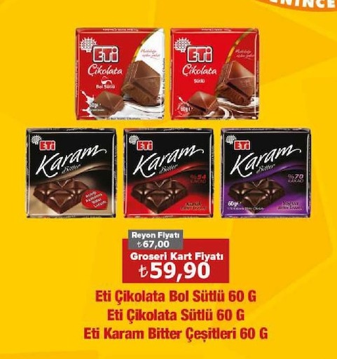 Eti Çikolata Bol Sütlü 60 G