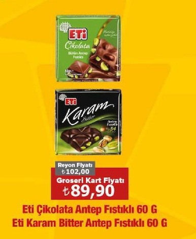 Eti Çikolata Antep Fıstıklı 60 G
Eti Karam Bitter Antep Fıstıklı 60 G