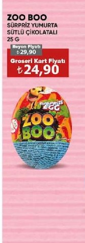 Zoo Boo Sürpriz Yumurta Sütlü Çikolatalı 25 G