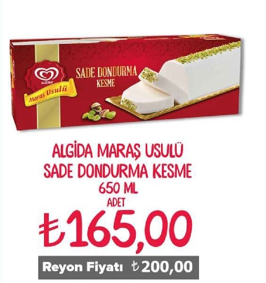 Algida Maraş Usulu Sade Dondurma Kesme 650 Ml