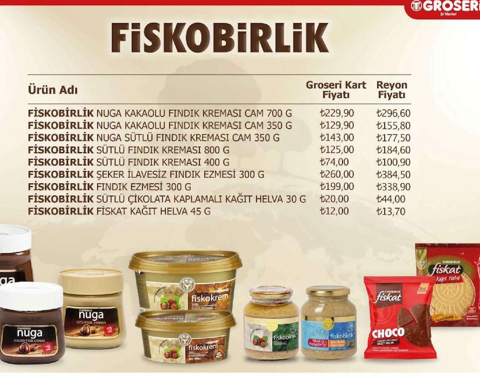 Fiskobirlik Nuga Kakaolu Findik Kremasi Cam 700 G