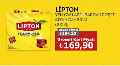 Lipton Yellow Label Bardak Poşet Siyah Çay 50'Li (100 G)