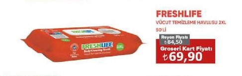 Freshlife Vücut Temizleme Havlusu 2Xl 50'Li