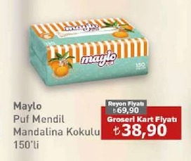 Maylo Puf Mendil Mandalina Kokulu 150'Li