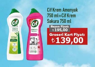 Cif Krem Amonyak 750 Ml+Cif Krem Sakura 750 Ml