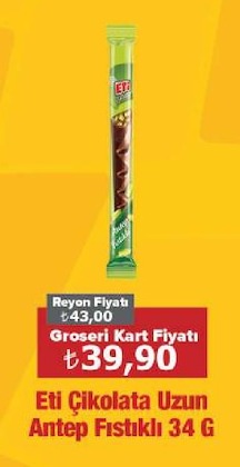 Eti Çikolata Uzun Antep Fıstıklı 34 G