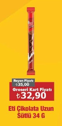 Eti Çikolata Uzun Sütlü 34 G