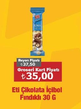 Eti Çikolata İçibol Fındıklı 30 G