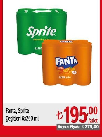 Fanta, Sprite Çeşitleri 6X250 Ml