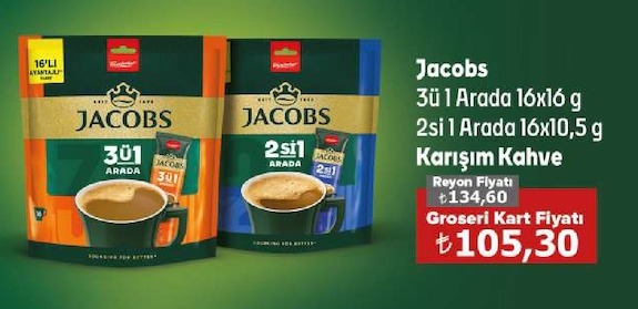 Jacobs 3Ü 1 Arada 16X16 G, 2Si 1 Arada 16X10,5 G Karışım Kahve