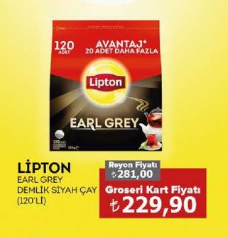 Lipton Earl Grey Demlik Siyah Çay (120'Li)