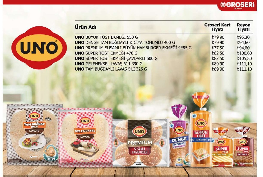 Uno Büyük Toast Ekmeği 550G