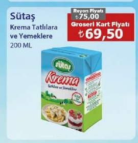 Sütaş Krema Tatlılara Ve Yemeklere 200Ml