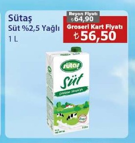 Sütaş Süt %2,5 Yağlı 1 L