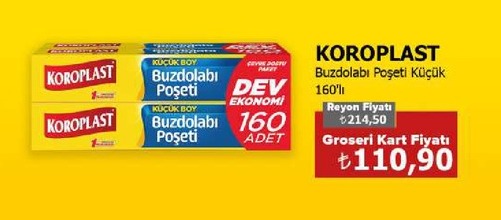 Koroplast Buzdolabı Poşeti Küçük 160'Li
