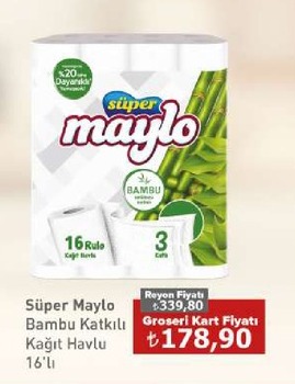 Süper Maylo Bambu Katkılı Kağıt Havlu 16'Lı
